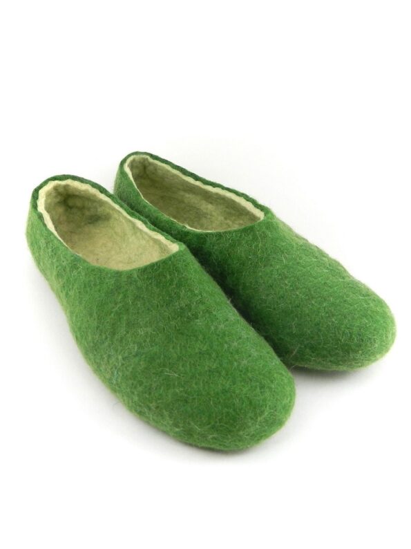 Женские войлочные тапочки "Зеленый травяной"